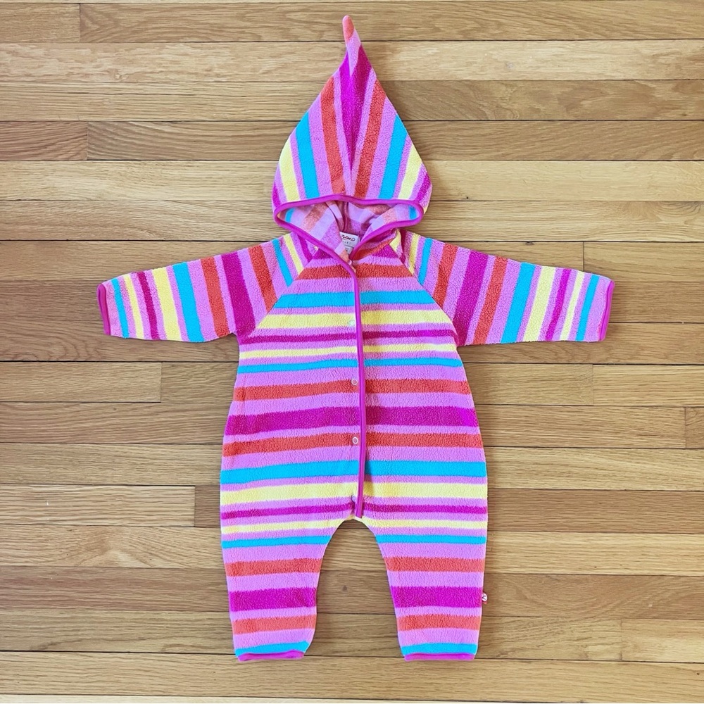 Zutano Striped Hooded Romper - Pink, Red, Blue, Yellow, Purple